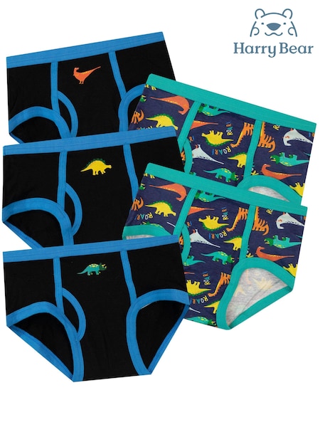 Harry Bear Black Dinosuar 100% Cotton Underwear 5 Pack (E10356) | R$ 130