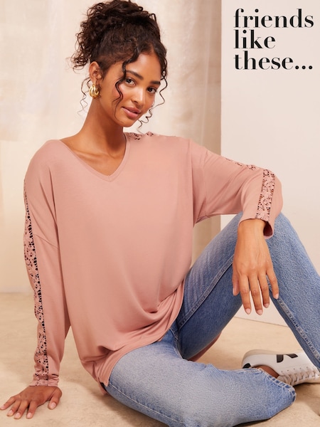 Friends Like These Soft Jersey V Neck Long Sleeve Tunic Top (E10363) | 96 LEI