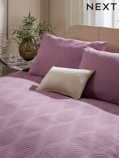 Purple Wave Embossed Duvet Cover and Pillowcase Set (E10395) | €35 - €73