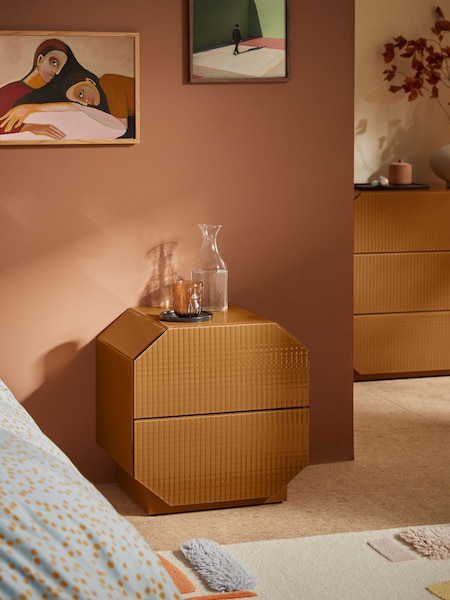 MADE.COM Caramel Brown Anya Glass Bedside Table (E10403) | €314