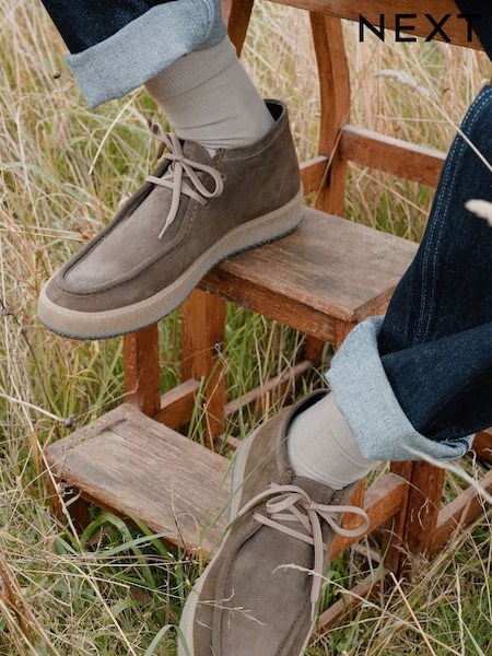 Mink Brown Suede Apron Boots (E10411) | AED131