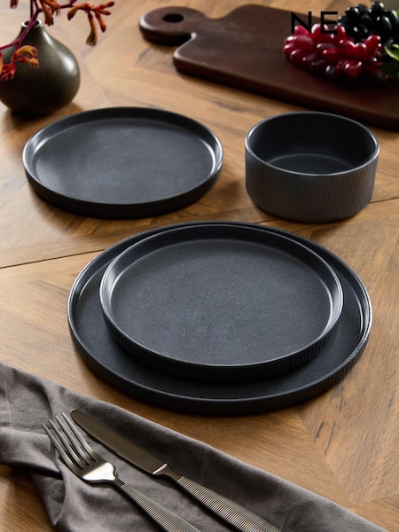 12 Piece Charcoal Grey Stamford Dinner Set (E10440) | $103