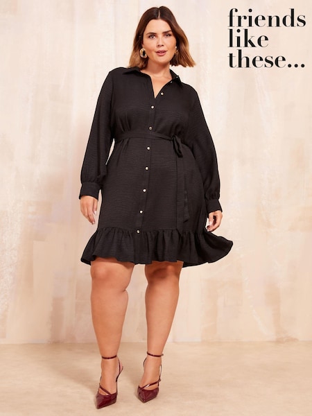 Friends Like These Black Mini Utility Shirt Dress (E10581) | €34