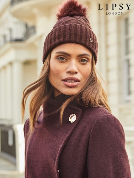 Lipsy Red Cosy Cable Bobble Hat (E10588) | €16