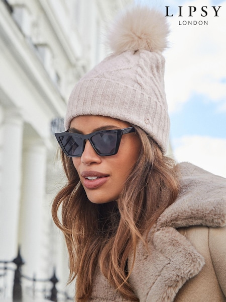 Кремовый - Lipsy Cosy Cable Bobble Hat (E10589) | €6