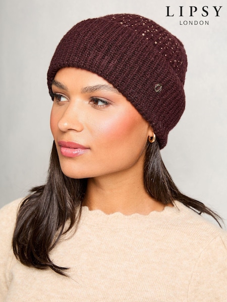 Красный - Lipsy Cosy Embellished Gem Beanie Hat (E10609) | €8