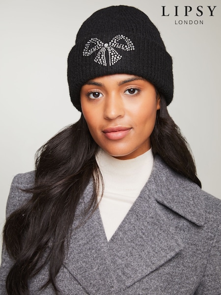 Lipsy Cosy Embellished Beanie Hat With Wool (E10610) | 70 LEI