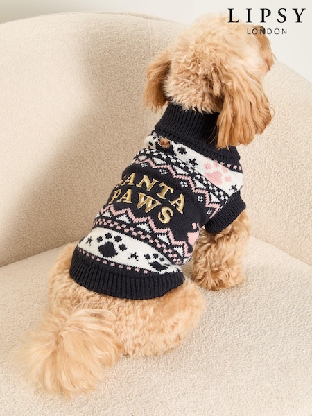 Lipsy Navy Blue Christmas Novelty Dog Jumper (E10650) | €10.50