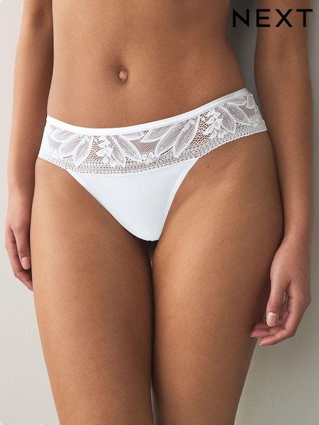 Белый - Lace And Microfibre Knickers (E10838) | €7