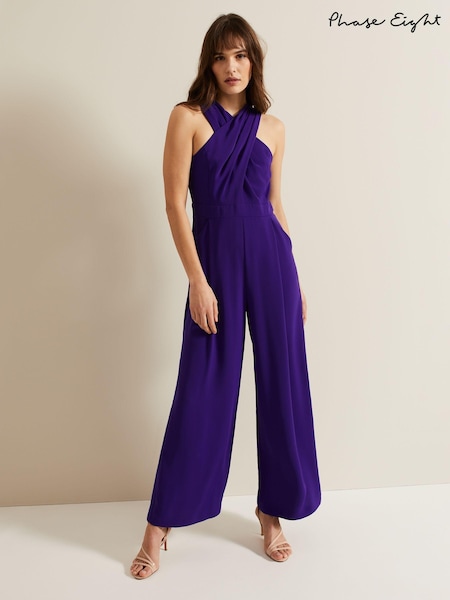 Phase Eight Purple Giorgia Cross Neck Jumpsuit (E10911) | €83