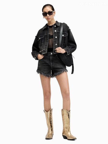 AllSaints Black 100% Cotton Hailey Denim Shorts (E10972) | €59