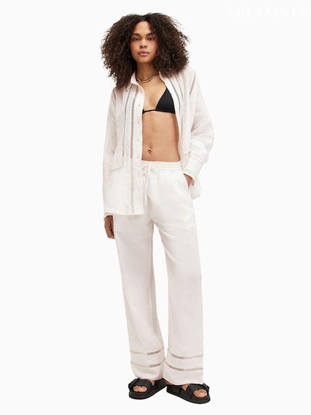 AllSaints White Jade Linen Trousers (E10981) | €83
