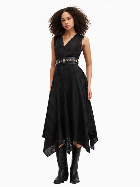 AllSaints Black Avania Short Sleeve Dress (E10992) | €121