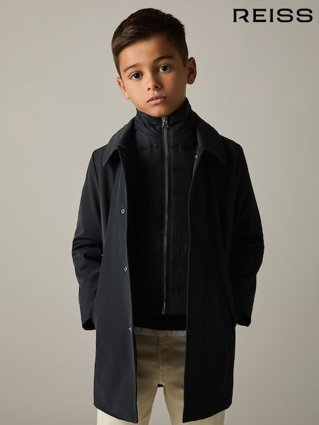 Reiss Navy Logan 9-13 yrs Gabardine Coat with Removable Gilet (E11007) | €129