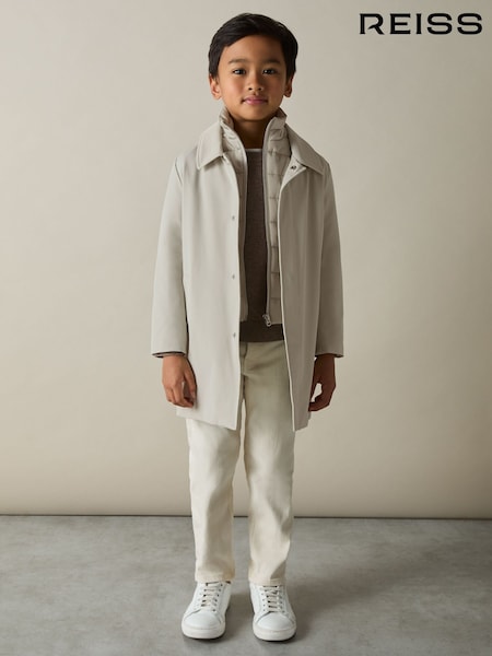 Reiss Stone Logan 9-13 yrs Gabardine Coat with Removable Gilet (E11048) | €149