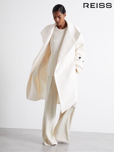 Creme - Reiss Evelyn Atelier Blindseam Wool And Cashmere Coat (E11061) | R$ 6.865