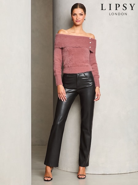 Lipsy Pink Off The Shoulder Knitted Jumper (E11122) | €22