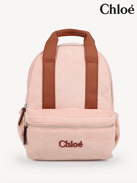 Chloé Pink Chunky Corduroy Logo Backpack (E11257) | ‏1,572 د.إ.‏