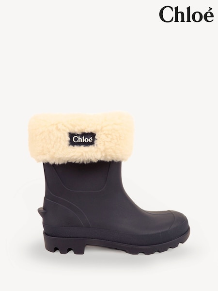Chloé Blue Sherpa Fleece Lined Logo Wellies (E11262) | 234 € - 257 €