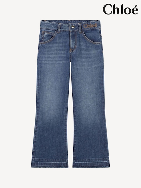 Chloé Blue Wide Leg Denim Jeans With Logo (E11265) | AED1,077