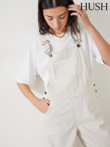 Hush Cream Maya Relaxed Straight Leg Dungarees (E11310) | €26