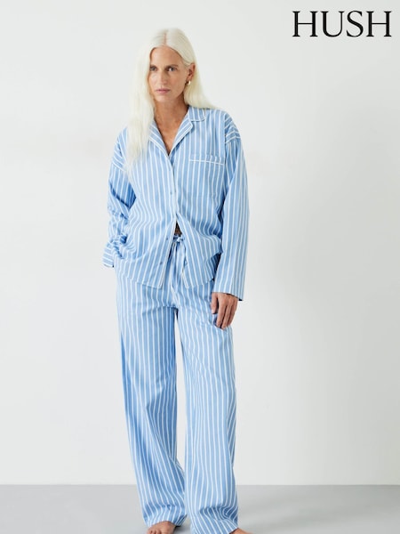 Hush Blue Amita Brushed Cotton Blend Pyjamas (E11316) | AED230