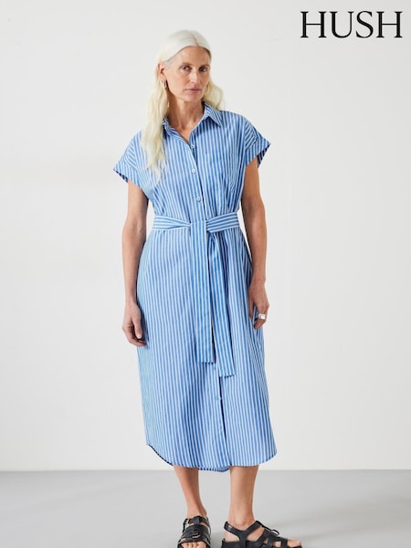 Hush Blue Romee Midi Shirt Dress (E11329) | €54