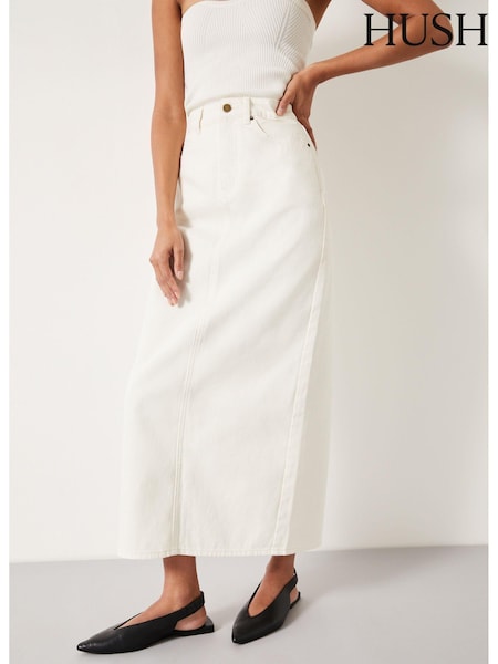 Hush Cream Jaz Denim Maxi Skirt (E11359) | €43