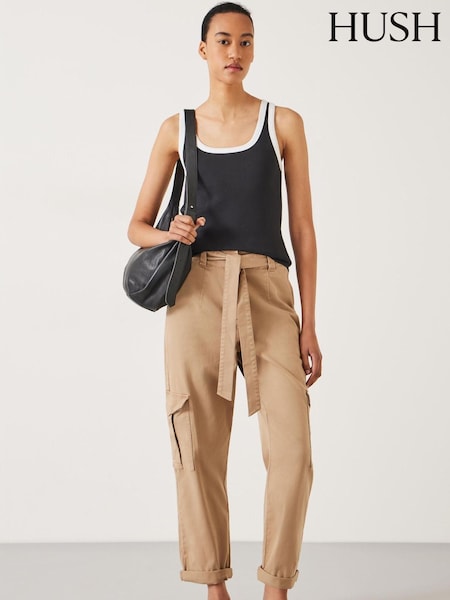 Hush Brown High Waist Belted Trousers (E11362) | €49