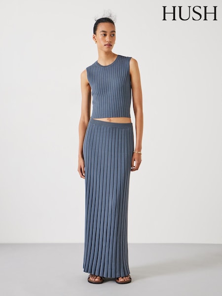 Hush Grey Mazey Wide Rib Knitted Skirt (E11364) | €56