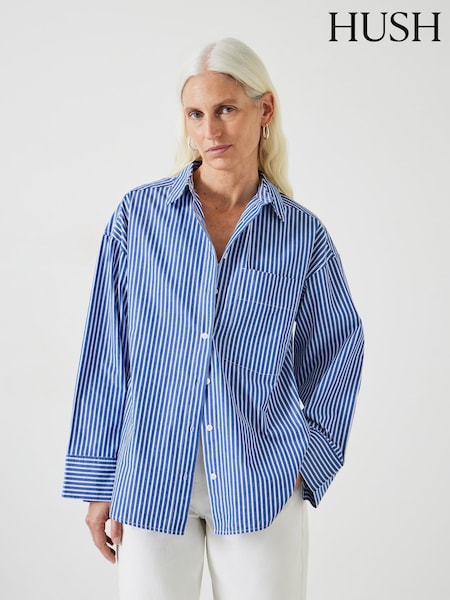 Hush Blue 100% Cotton Indy Stripe Shirt (E11375) | €50