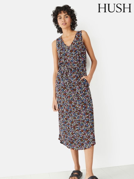 Hush Animal Print V-Neck Jersey Midi Dress (E11381) | €37