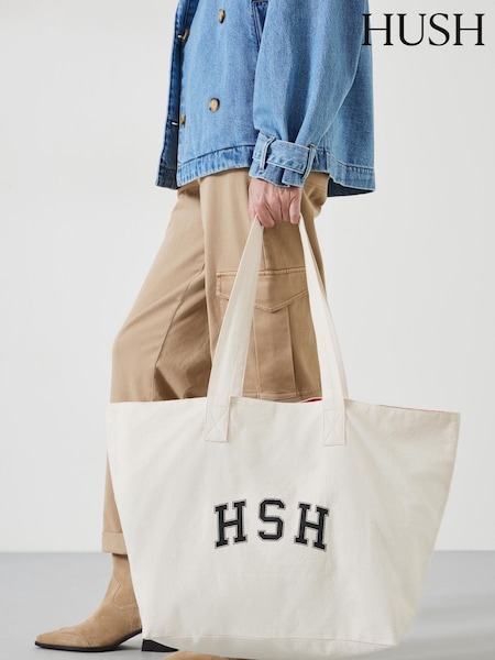 Hush Cream Charlotte Canvas Graphic 100% Cotton Tote Bag (E11382) | €37