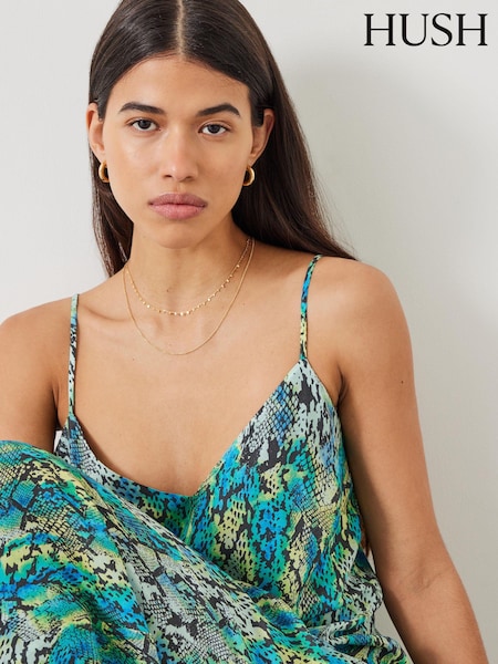 Hush Green Sydney Printed Maxi Slip Dress (E11384) | €56