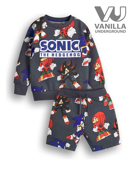 Vanilla Underground Grey Boys Sonic Sweatshirt and Shorts Set (E11402) | € 41