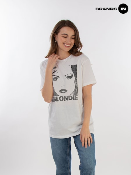 Brands In White Blondie Face Women Boyfriend Fit Music T-Shirt (E11497) | €33