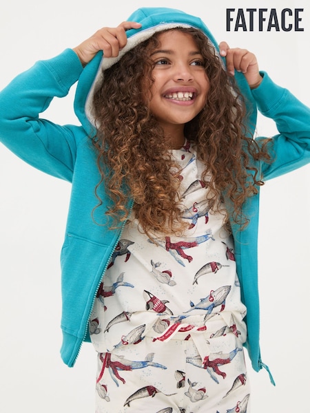 FatFace Teal Blue Shelter Wilson the Whale Zip Thru (E11678) | €18