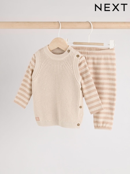 Нейтральный в полоску - Baby Knit 100% Cotton Vest Set 3 Piece (0mths-2yrs) (E11730) | €18 - €20