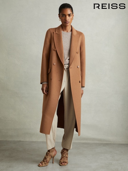 Reiss Toffee Maeve Wool-Blend Double-Breasted Blindseam Coat (E11891) | €560
