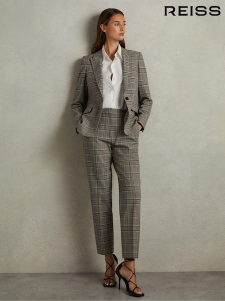 Reiss Grey Check Tamy Checked Slim Fit Suit Trousers (E11896) | €160
