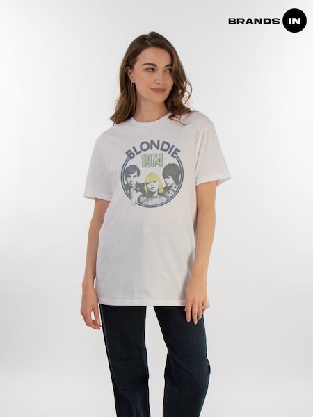 Brands In White Blondie Retro 1974 Women Boyfriend Fit Music T-Shirt (E11937) | €29