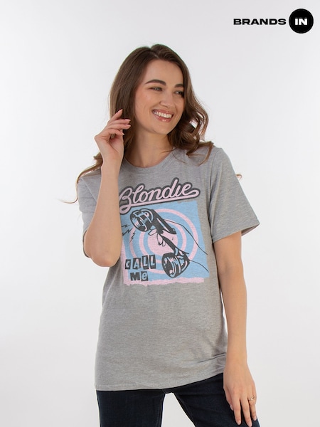 Brands In Grey Blondie Call Me Telephone Women Heather Boyfriend Fit Music T-Shirt (E11940) | €29