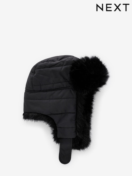 Black Quilted Trapper Hat (3mths-13yrs) (E11955) | €14 - €18