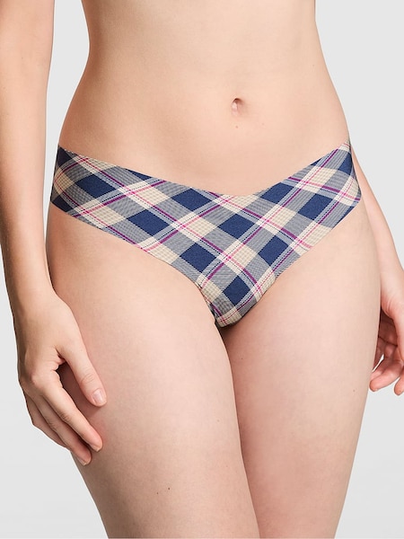 Victoria's Secret PINK Blue Navy Plaid Print Thong Knickers (E11957) | €10.50