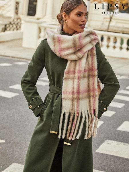 Кремового цвета в клетку - Lipsy Super Soft Brushed Oversized Scarf (E12038) | €14