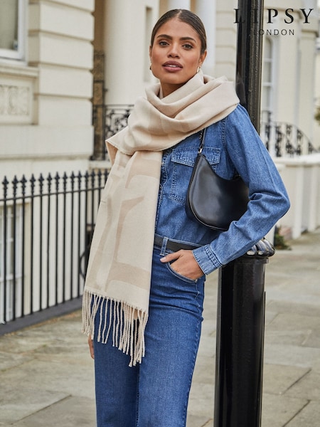 Lipsy Cream Super Soft Midweight Printed Scarf (E12045) | €11