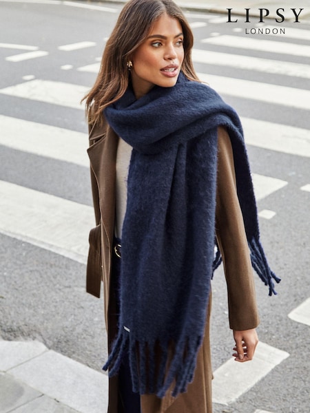 Laivasto Sininen - Lipsy Super Soft Brushed Oversized Scarf (E12052) | €18