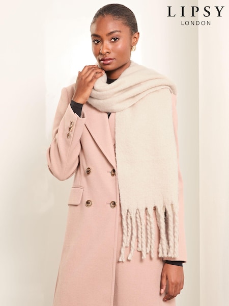 Кремовый - Lipsy Super Soft Brushed Oversized Scarf (E12053) | €14