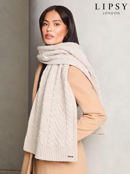 Lipsy Cosy Cable Scarf With Wool (E12057) | kr231