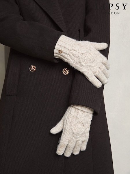 Camel - Lipsy Cosy Cable Gloves With Wool (E12076) | €6